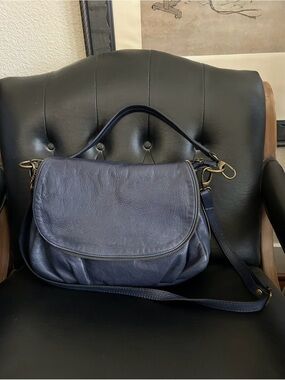 Made in Italy Sofia Cardoni Genuine Leather
Crossbody Flap Hobo Bag blue